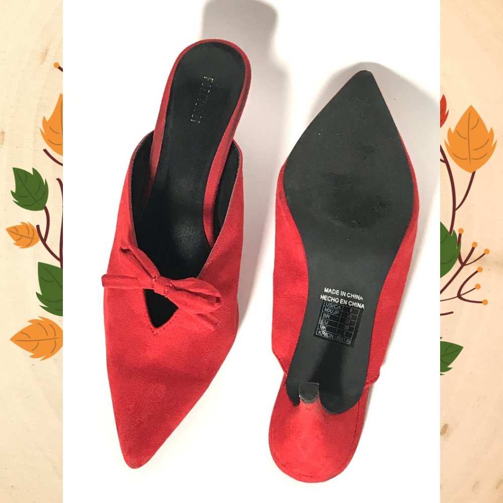 Forever 21 - Red Velvet Heels - Picture 2 of 4